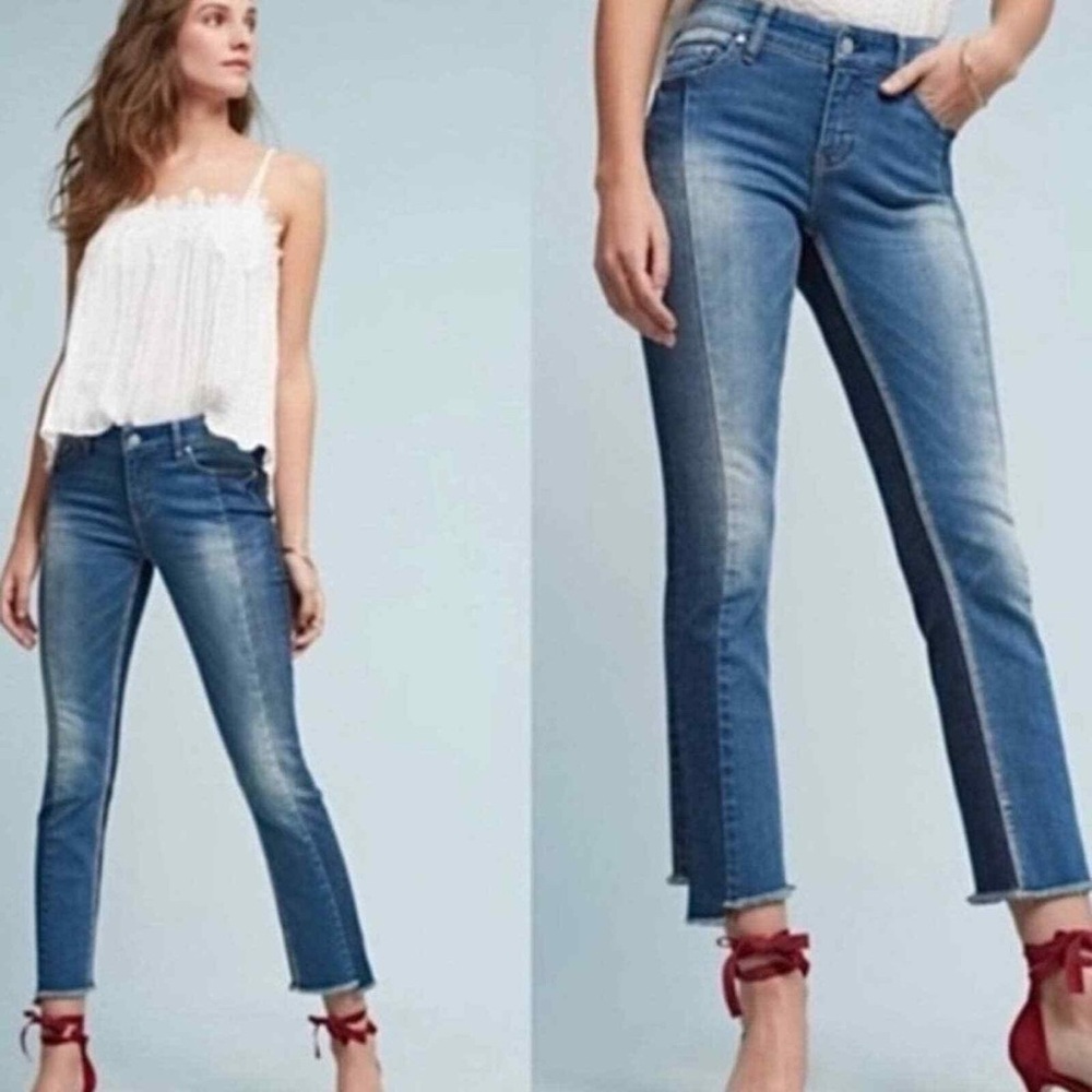 Anthropologie Pilcro Parallel Two Tone Jeans Raw Edge Step Hem 28